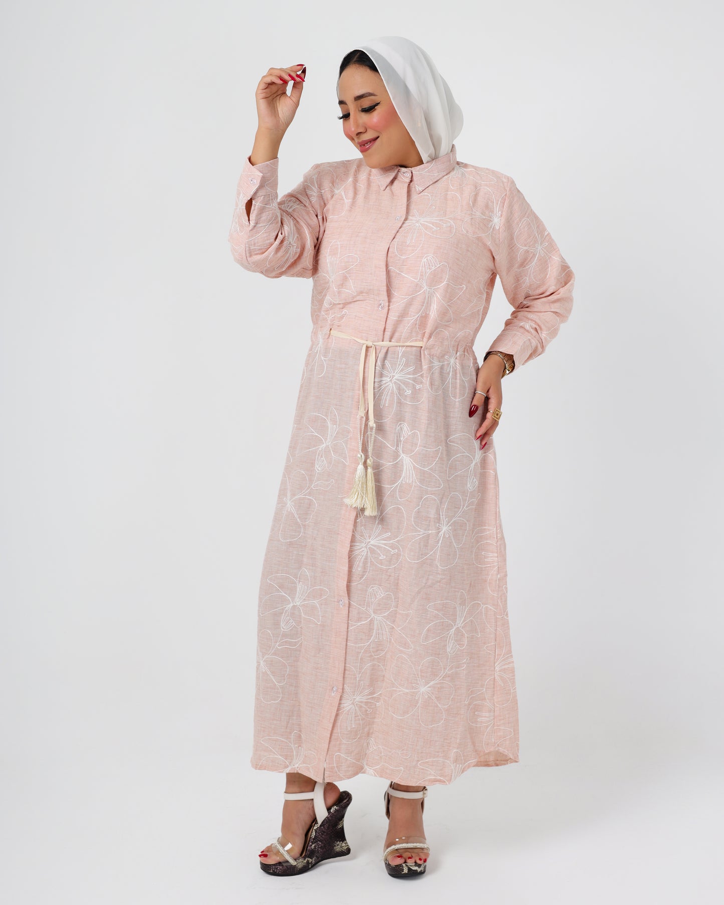 French embroidered linen dress