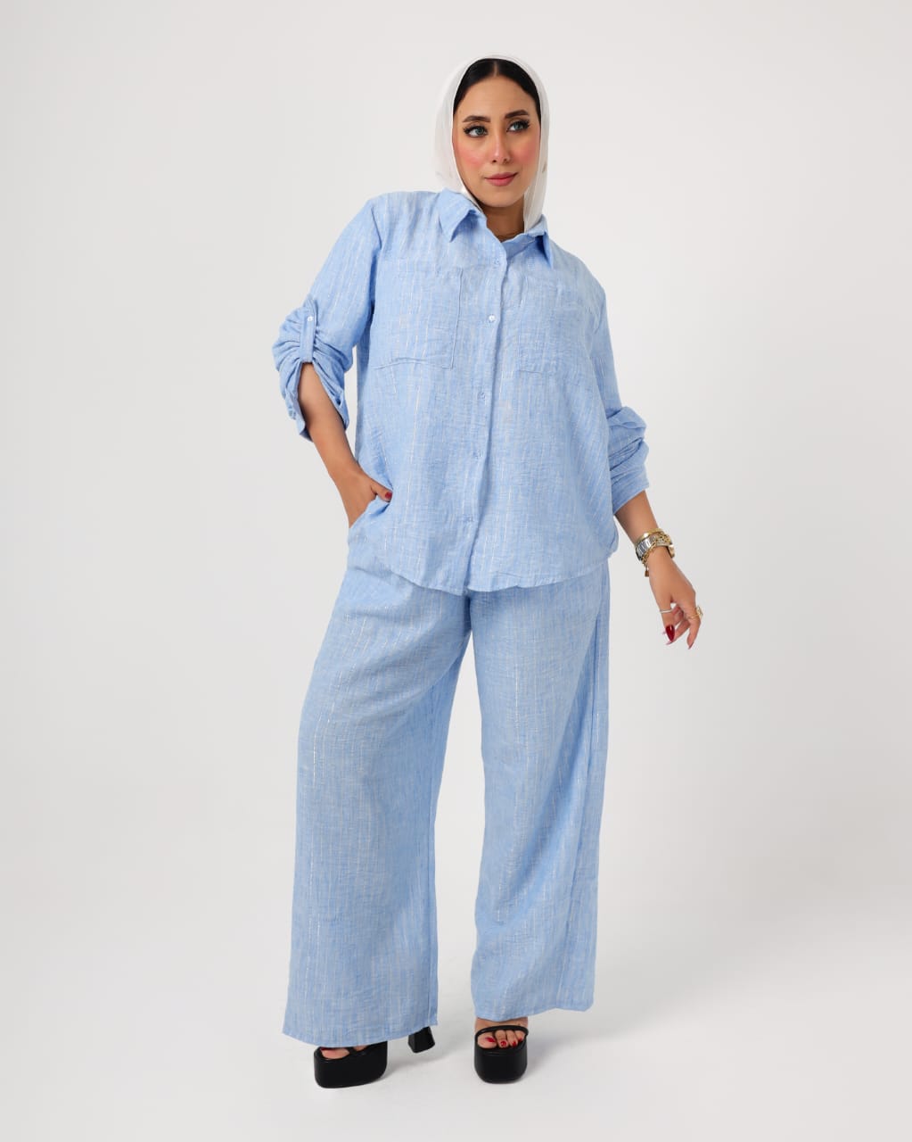 French crystal linen suit