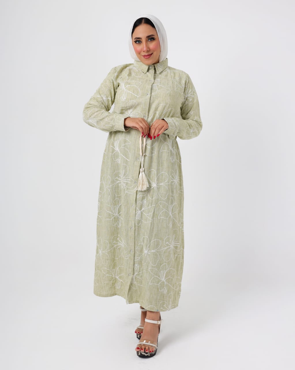 French embroidered linen dress