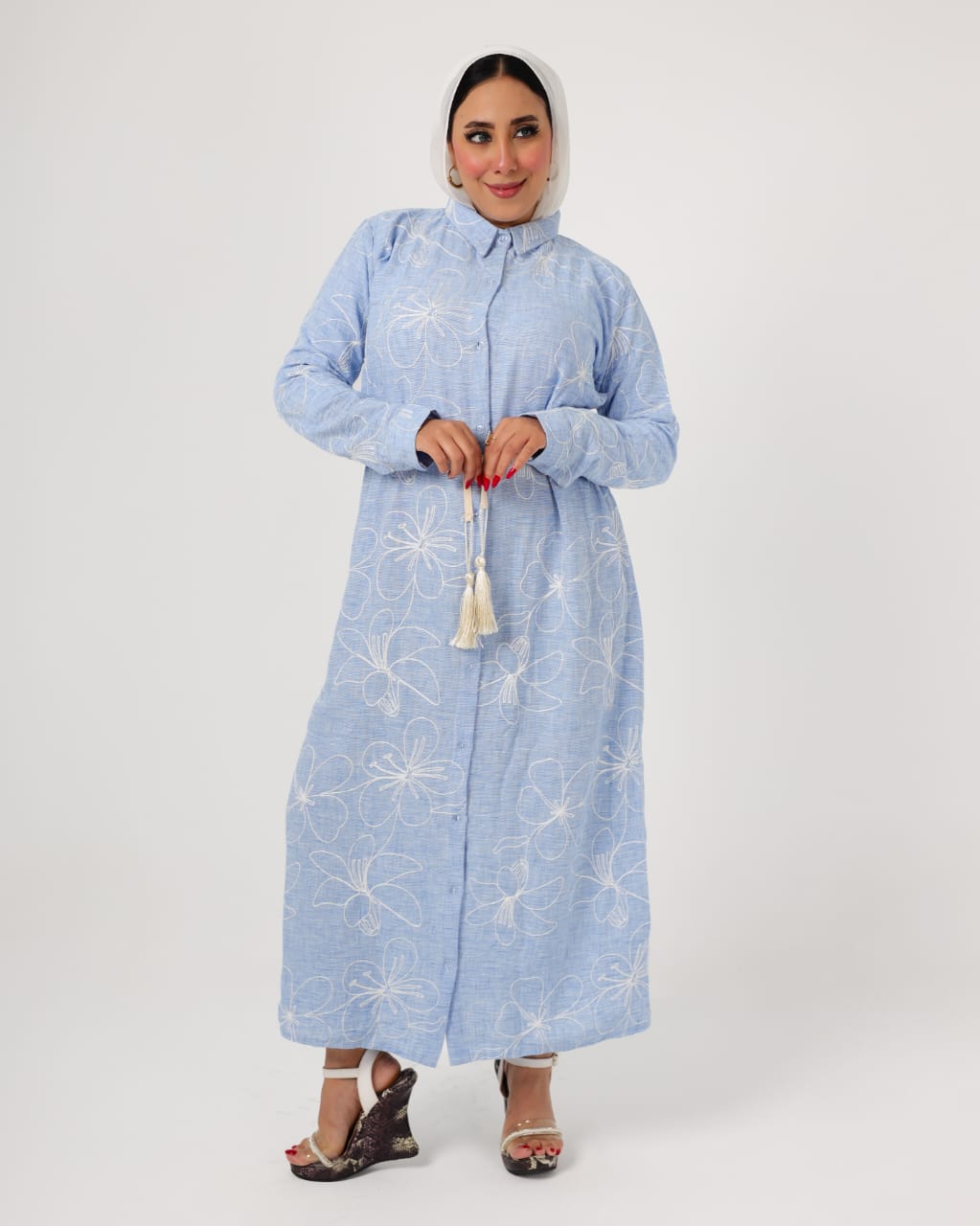 French embroidered linen dress