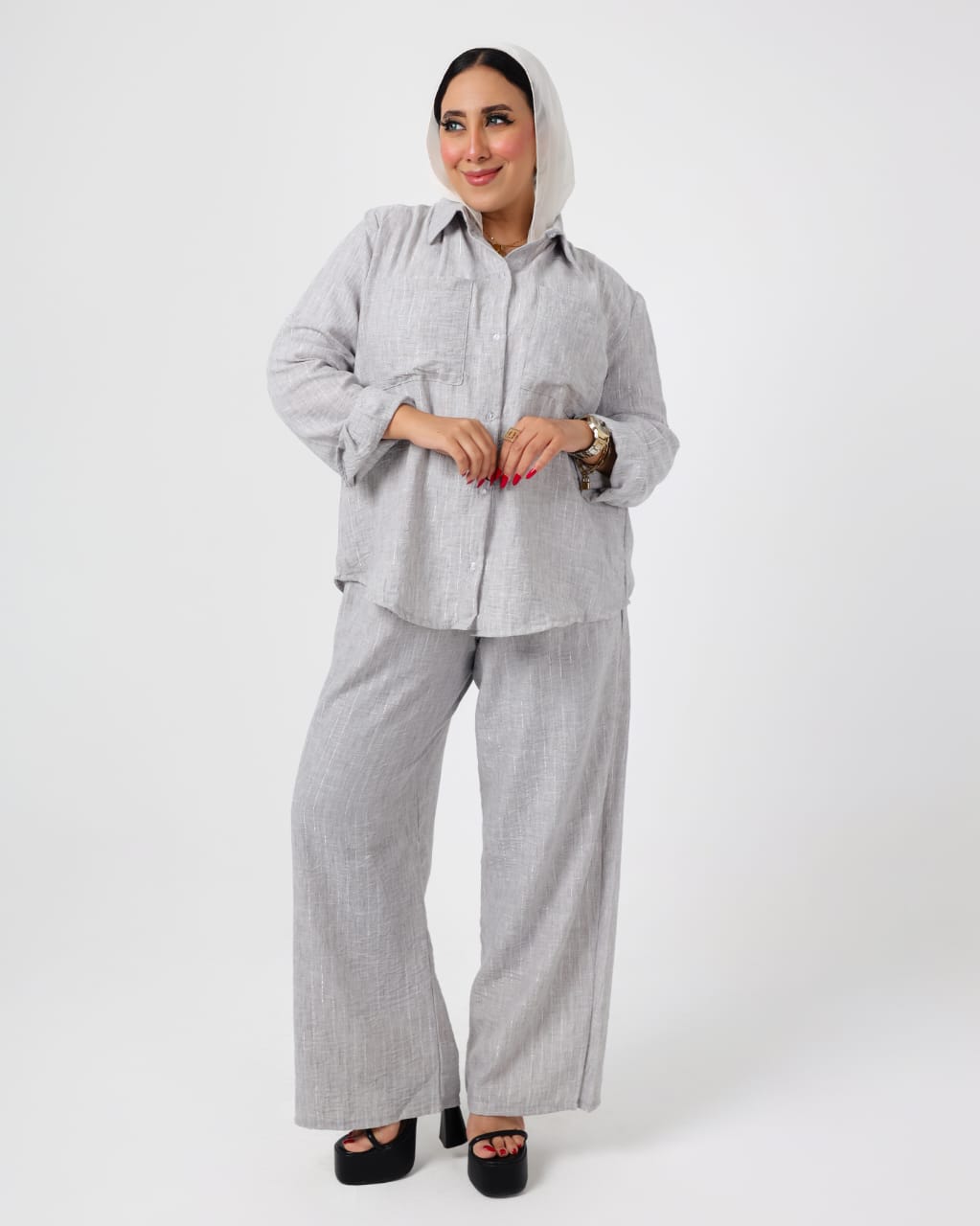 French crystal linen suit
