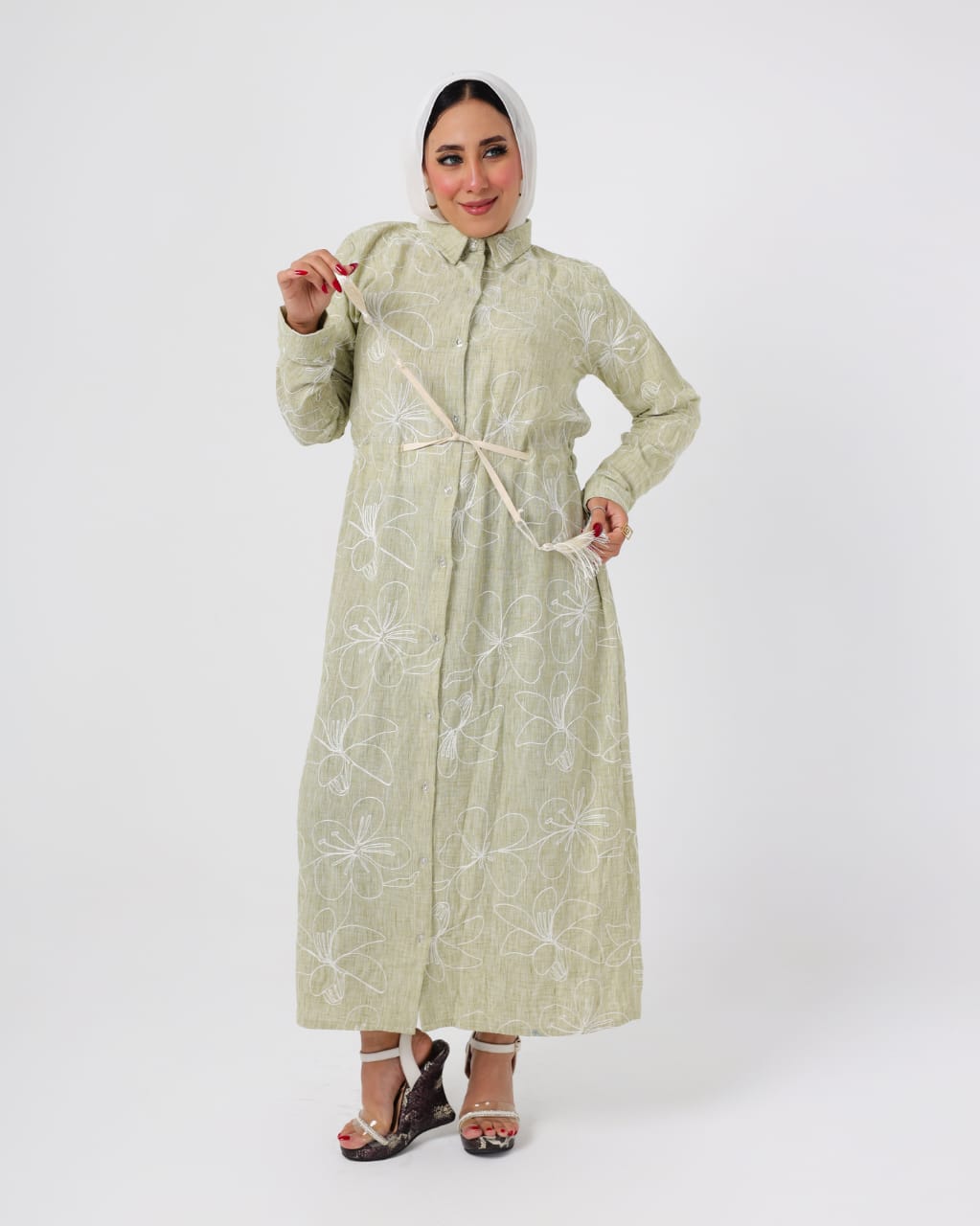 French embroidered linen dress