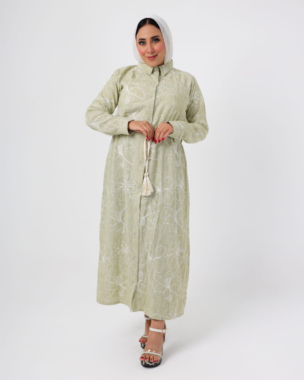 French embroidered linen dress