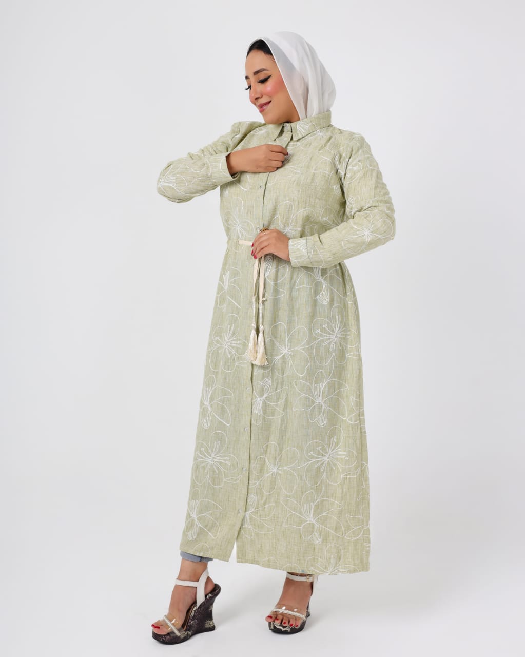 French embroidered linen dress