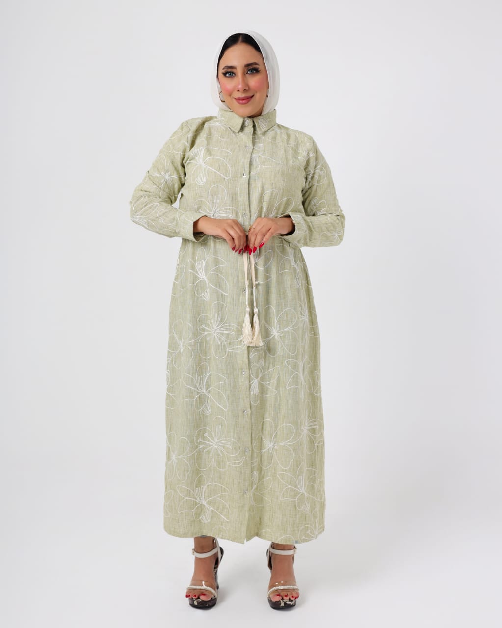 French embroidered linen dress