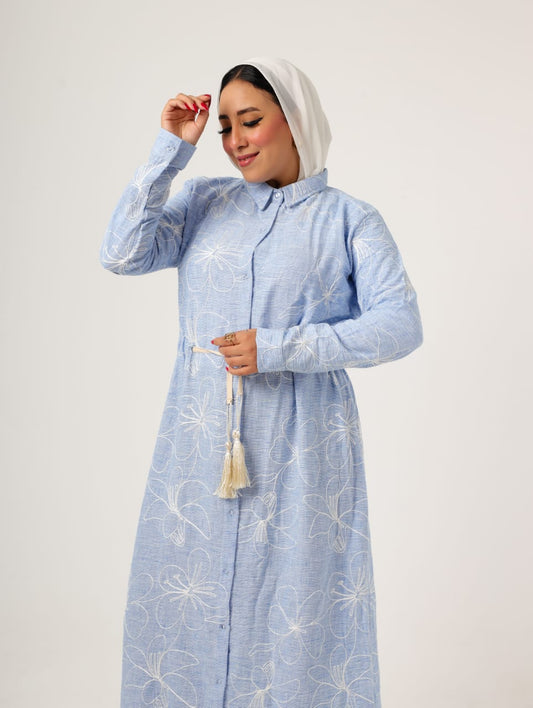 French embroidered linen dress