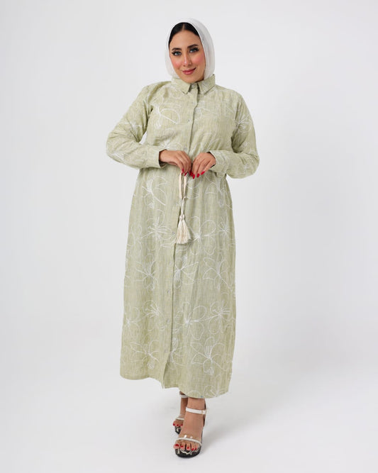 French embroidered linen dress