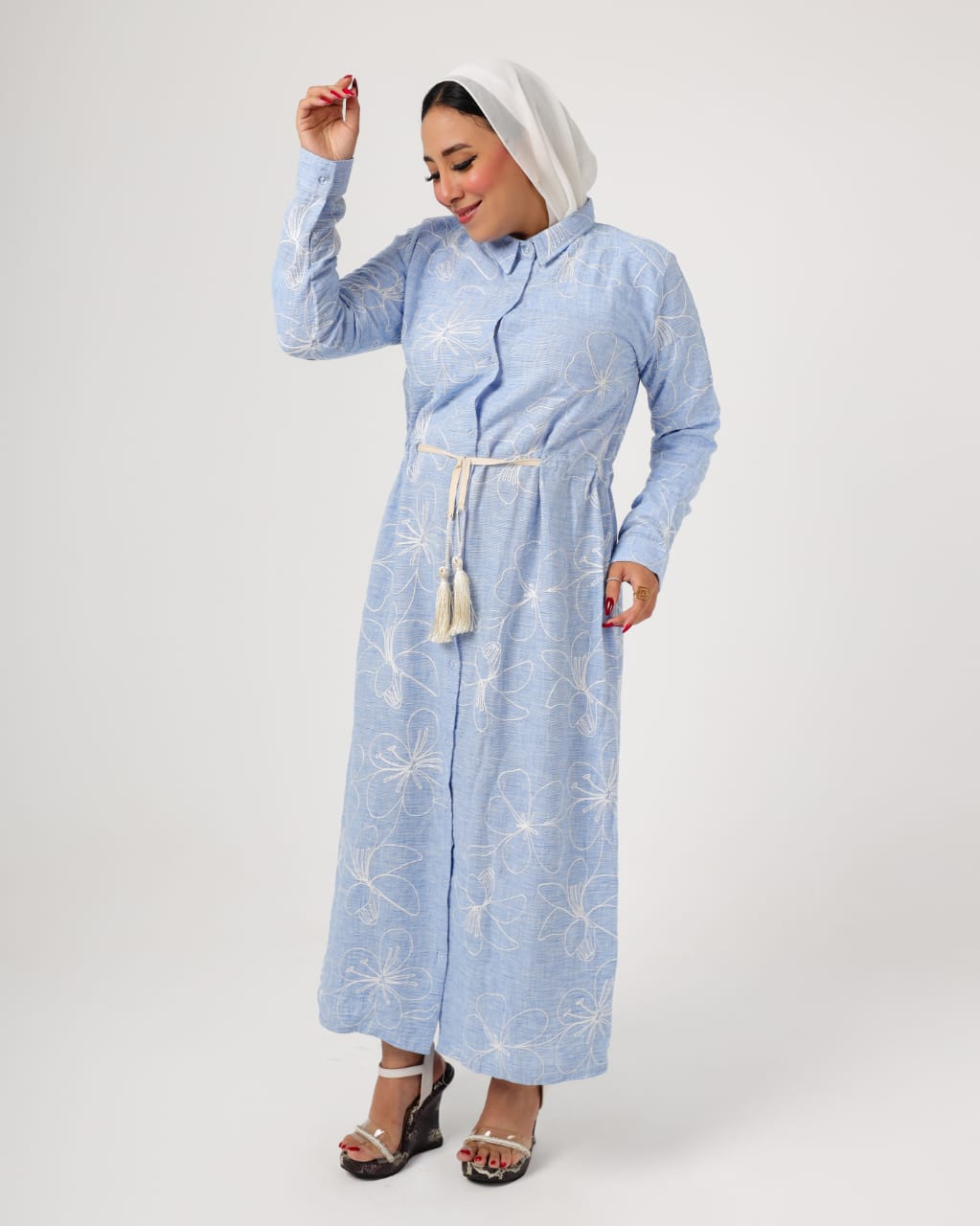 French embroidered linen dress